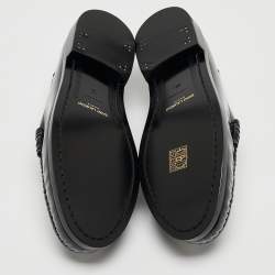 Saint Laurent  Black Leather Penny Slip On Loafers Size 38