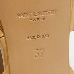Pre Owned Saint Laurent Beige Patent Tribute Sandals Size 37