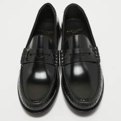 Pre Owned Saint Laurent Black Leather Penny Loafers Size 37