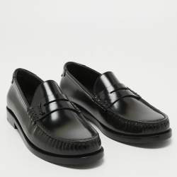 Pre Owned Saint Laurent Black Leather Penny Loafers Size 37