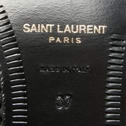 Pre Owned Saint Laurent Black Leather Penny Loafers Size 37