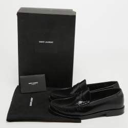 Pre Owned Saint Laurent Black Leather Penny Loafers Size 37