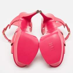 Pre Owned Saint Laurent Pink Leather Tribute Sandals Size 38
