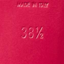 Pre Owned Saint Laurent Pink Croc Embossed Leather Tribute Sandals Size 38.5