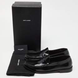 Saint Laurent Black Leather Penny Loafer Size 39.5