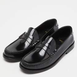 Saint Laurent Black Leather Penny Loafer Size 39.5