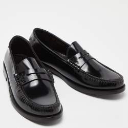 Saint Laurent Black Leather Penny Loafer Size 39.5