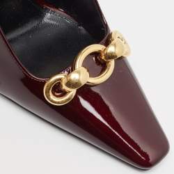 Saint Laurent Burgundy Patent Leather Chain Pumps Size 38