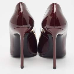 Saint Laurent Burgundy Patent Leather Chain Pumps Size 38