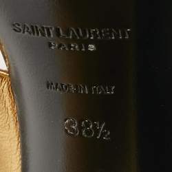 Saint Laurent Gold Gold Leather Bianca Slides Size 38.5
