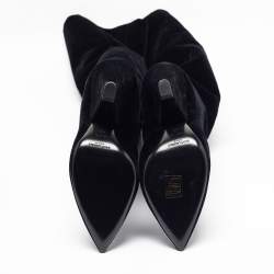 Saint Laurent Black Velvet Niki Over The Knee Boots Size 40