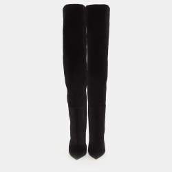 Saint Laurent Black Velvet Niki Over The Knee Boots Size 40