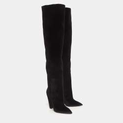 Saint Laurent Black Velvet Niki Over The Knee Boots Size 40