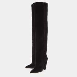 Saint Laurent Black Velvet Niki Over The Knee Boots Size 40