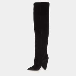 Saint Laurent Black Velvet Niki Over The Knee Boots Size 40
