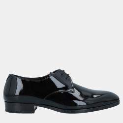 Pre Owned Saint Laurent Black Patent Leather Lace Up Derby Size 39