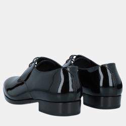 Pre Owned Saint Laurent Black Patent Leather Lace Up Derby Size 39