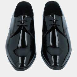 Pre Owned Saint Laurent Black Patent Leather Lace Up Derby Size 39