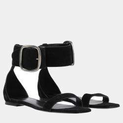 Saint Laurent Black Suede Ankle Strap Sandals Size 35