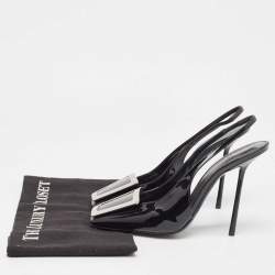 Saint Laurent Black Patent Leather George Slingback Pumps Size 38.5