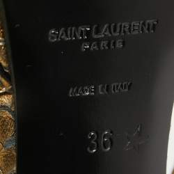 Saint Laurent Gold Embossed Python Tribute Sandals Size 36