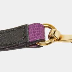 Pre Owned Saint Laurent Paris Chyc Leather Gold Tone Bracelet