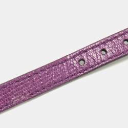 Pre Owned Saint Laurent Paris Chyc Leather Gold Tone Bracelet