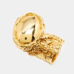 Saint Laurent Ovale Arty Gold Tone Ring Size 52