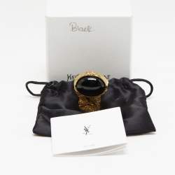 Saint Laurent Paris Arty Glass Gold Tone Ring Size 51
