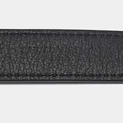 Pre Owned Saint Laurent Black Leather Cassandre Slim Belt 75 CM