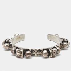 Saint Laurent Paris Silver Tone Open Cuff Bracelet