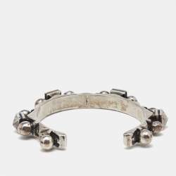 Saint Laurent Paris Silver Tone Open Cuff Bracelet