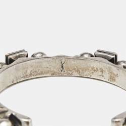 Saint Laurent Paris Silver Tone Open Cuff Bracelet