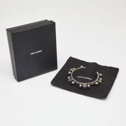 Saint Laurent Paris Silver Tone Open Cuff Bracelet