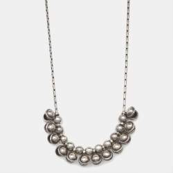 Pre Owned Saint Laurent Paris Silver Tone Necklace