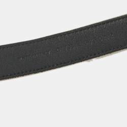Pre Owned Saint Laurent Beige Leather Monogram Square Buckle Belt 70CM