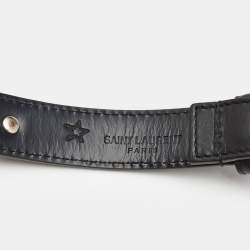 Pre Owned Saint Laurent Black Leather Studded Slim Buckle Belt 100CM