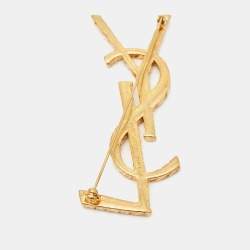 Saint Laurent Paris Cassandre YSL  Gold Tone  Brooch