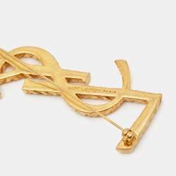 Saint Laurent Paris Cassandre YSL  Gold Tone  Brooch