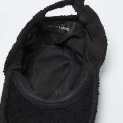 Saint Laurent Paris Black Logo Wool Tweed Baseball Cap Size 57
