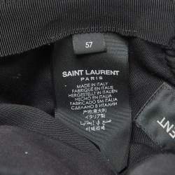 Saint Laurent Paris Black Logo Wool Tweed Baseball Cap Size 57