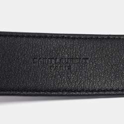 Pre Owned Saint Laurent Black Leather Cassandre Belt 75 CM