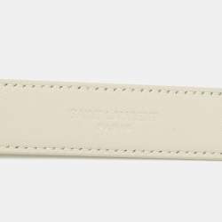 Pre Owned Saint Laurent Off White Leather Cassandre Slim Belt 70 CM