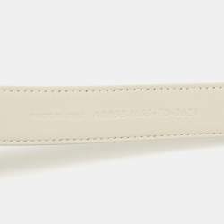Pre Owned Saint Laurent Off White Leather Cassandre Slim Belt 70 CM