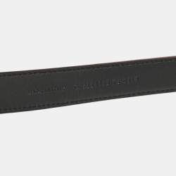 Pre Owned Saint Laurent Burgundy Leather Buckle Slim Belt 75 CM