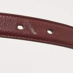 Pre Owned Saint Laurent Burgundy Leather Buckle Slim Belt 75 CM