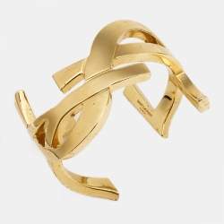 Pre Owned Saint Laurent Opyum Gold Tone Open Cuff Bracelet