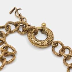 Pre Owned Saint Laurent Paris Crystal Two Tone Chain Link Necklace