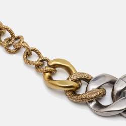 Pre Owned Saint Laurent Paris Crystal Two Tone Chain Link Necklace