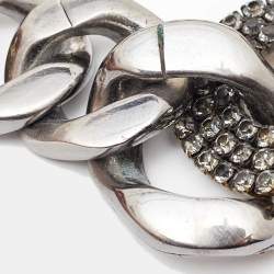 Pre Owned Saint Laurent Paris Crystal Two Tone Chain Link Necklace